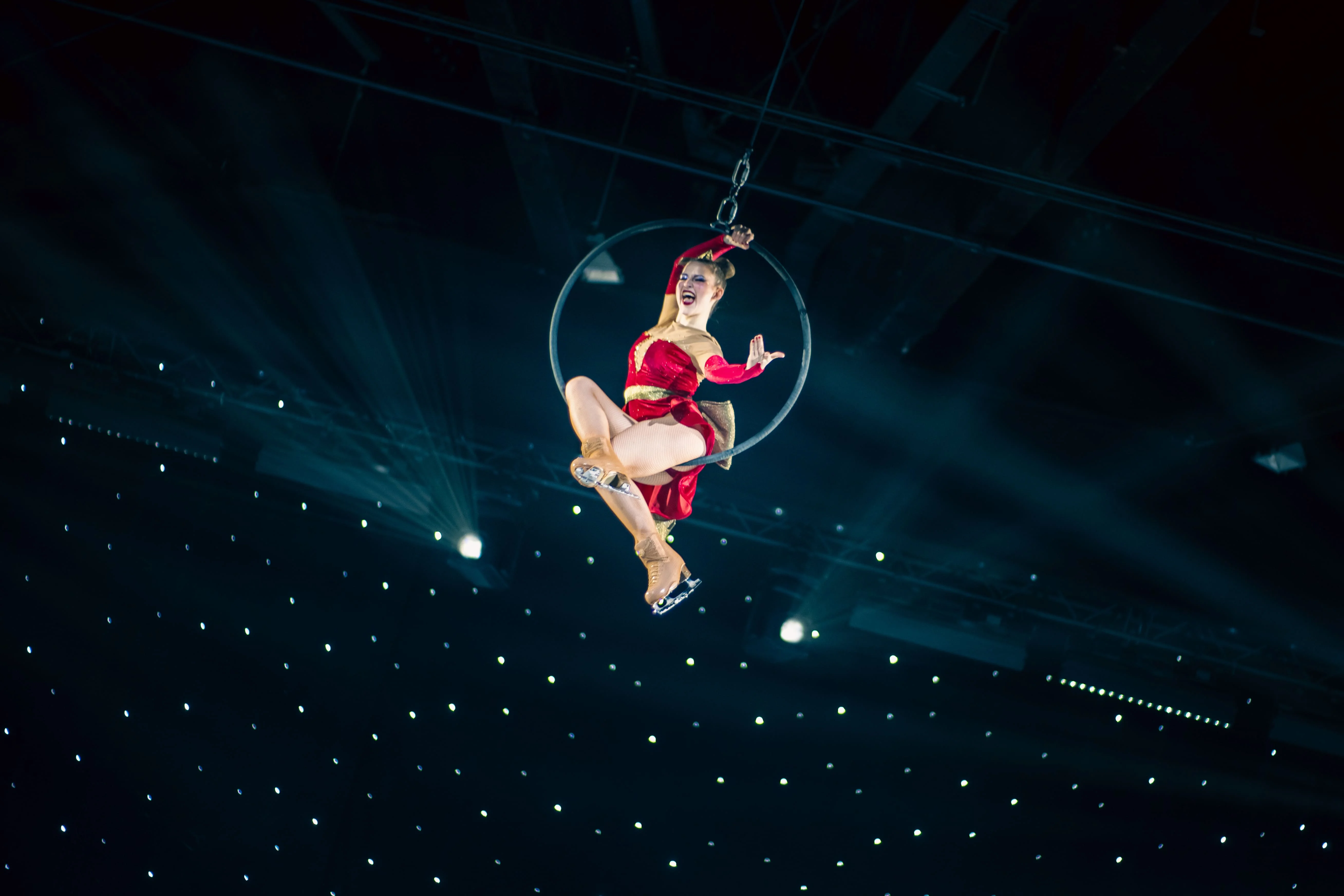 Spectacle événementiel Walibi - Performers sur glace vus d'en haut